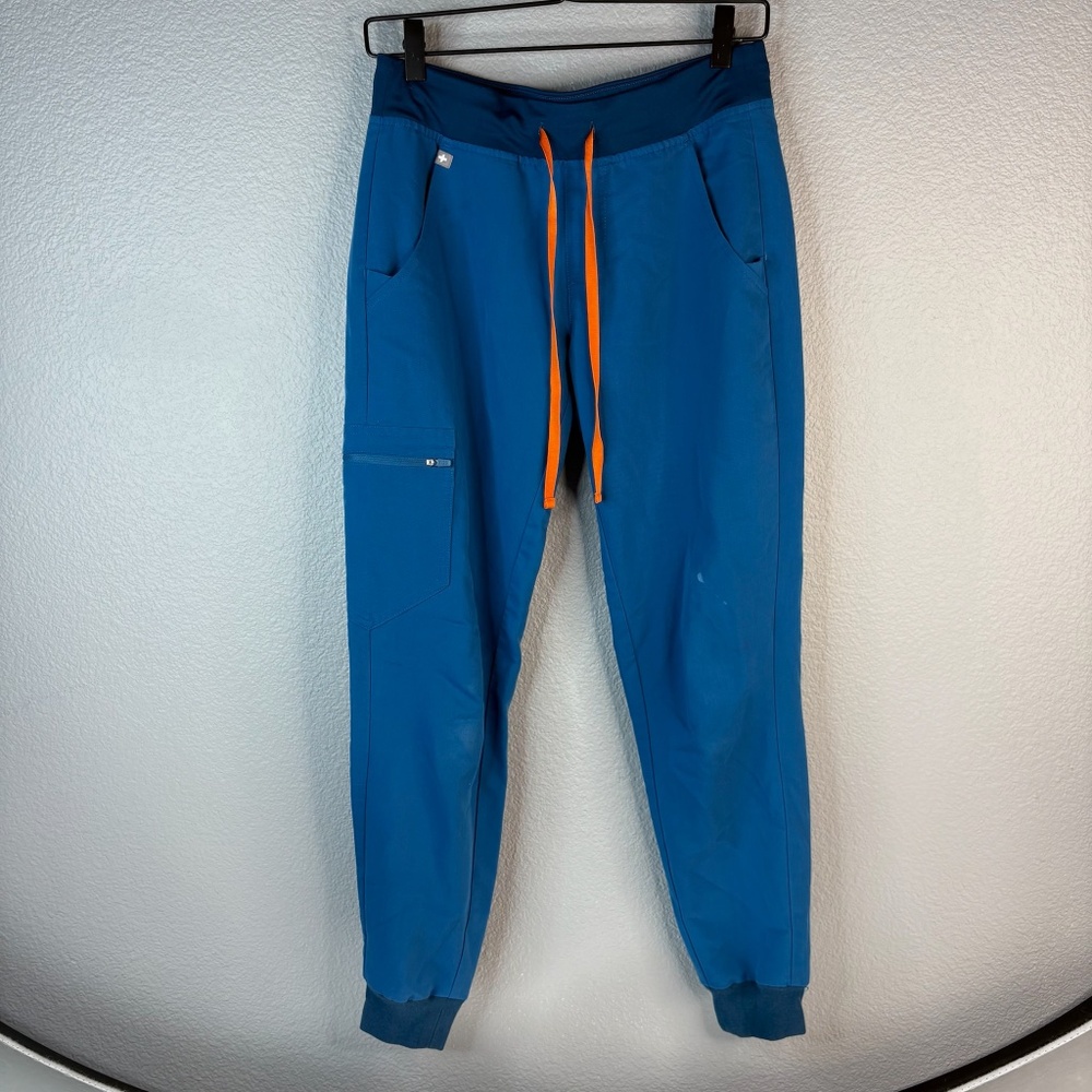 FIGS Blue Zamora Jogger Scrub Pants w/ Orange Drawstring - PO#1652